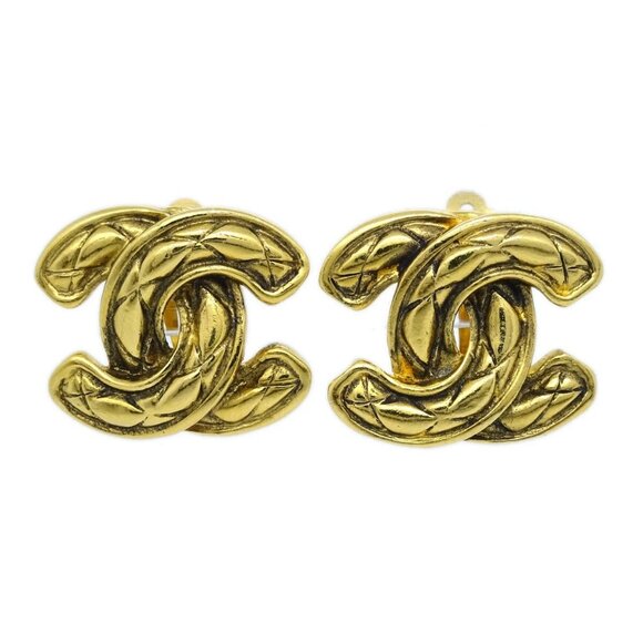 Chanel CC Earrings Clip-On Gold - Picture 1 of 15